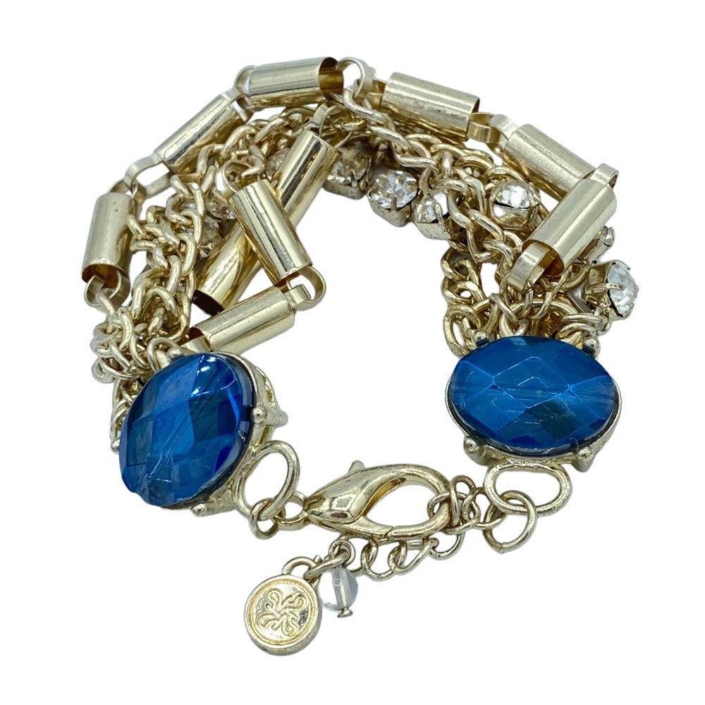 Simply Vera Wang chunky multi chain gold tone bracelet rhinestones